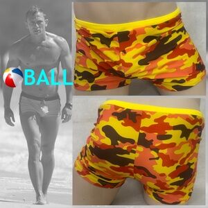 Ball Camo Stretch Swim Trunks Medium Gently worn 32-38" waist 3" inseam 85% poly